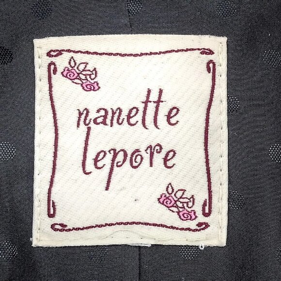 Nanette Lepore Grey Black Grosgrain Bow Trim Wool Blazer - Picture 6 of 7